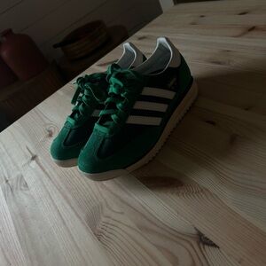 Adidas Men's Green and White Sneakers
